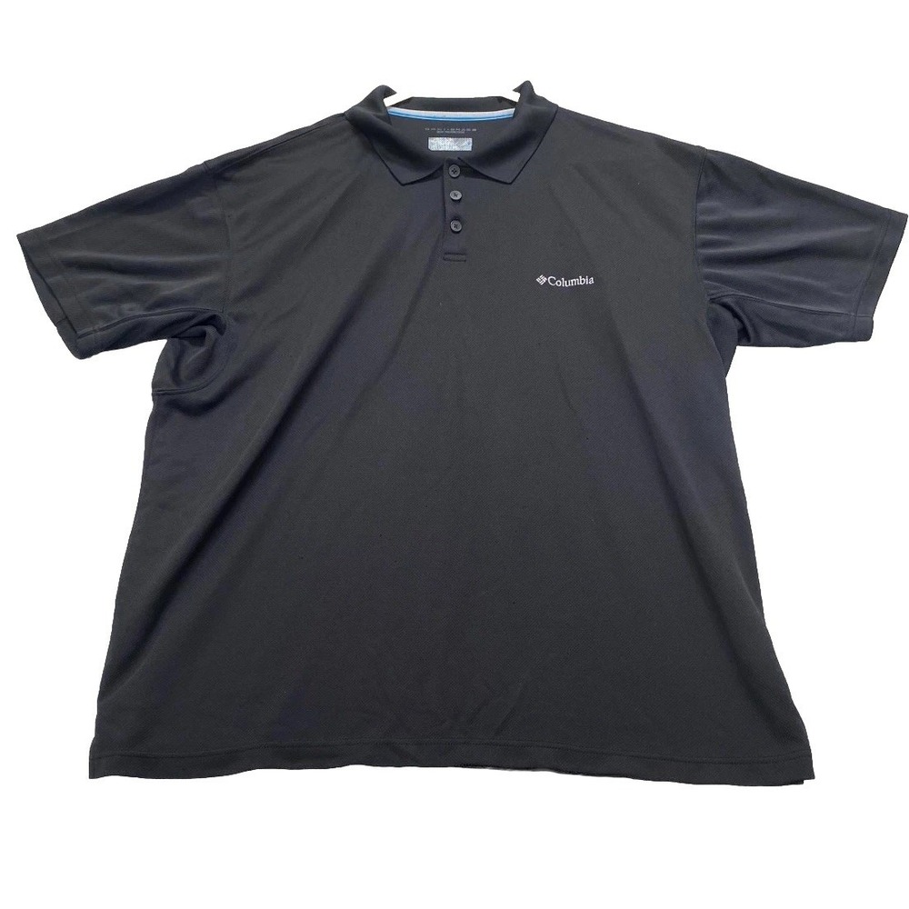 Columbia Polo Shirt Mens XL Black Omni Shade Golf Performance Tennis Resort Wear